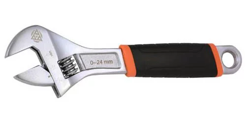 Ключ гаечный разводной с прорезиненной ручкой, хром-ванадиевая сталь ГОСТ 7275-75